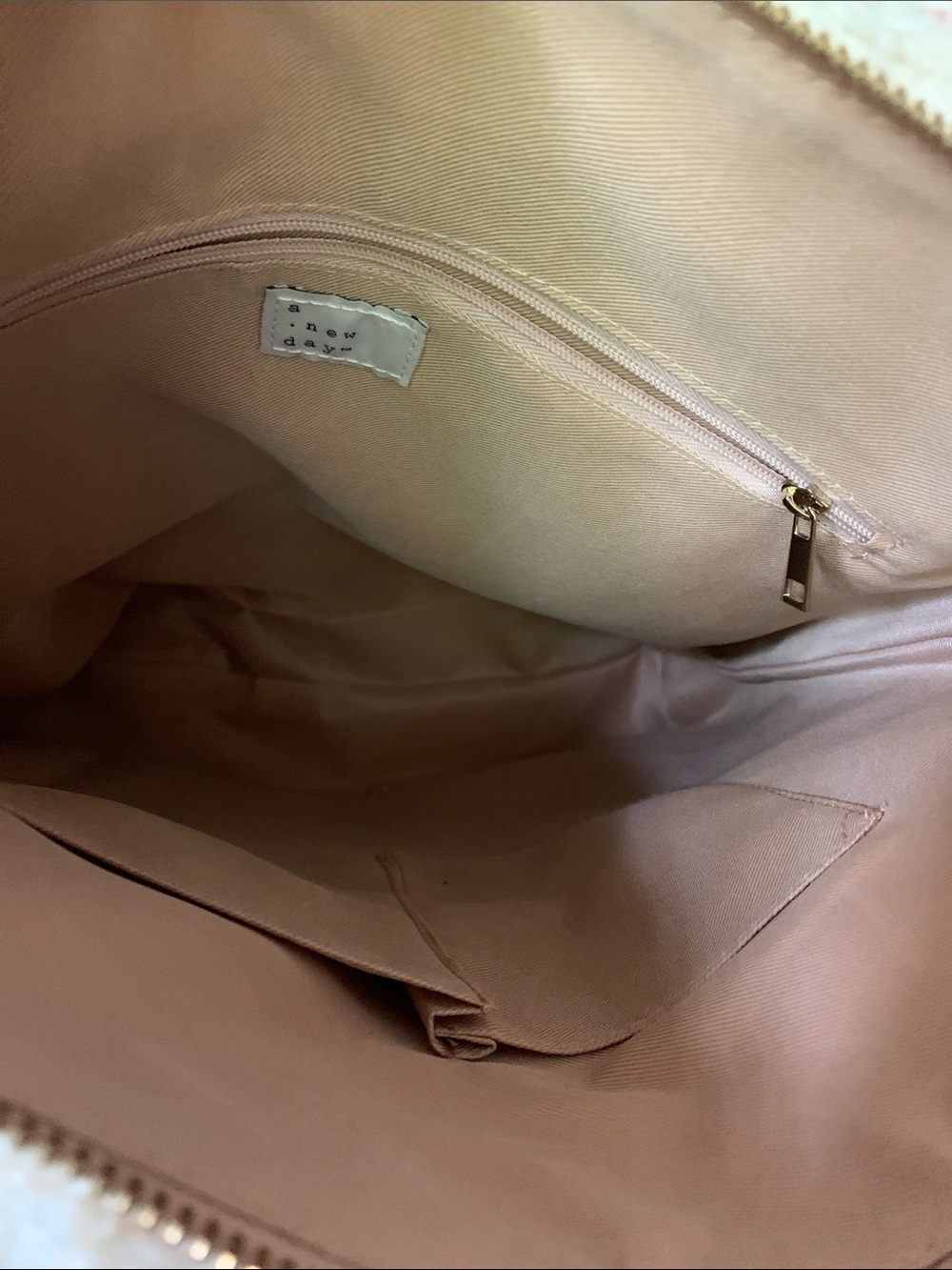 a new day Cream Shearling Backpack with Tan Handles - Picture 4 of 6